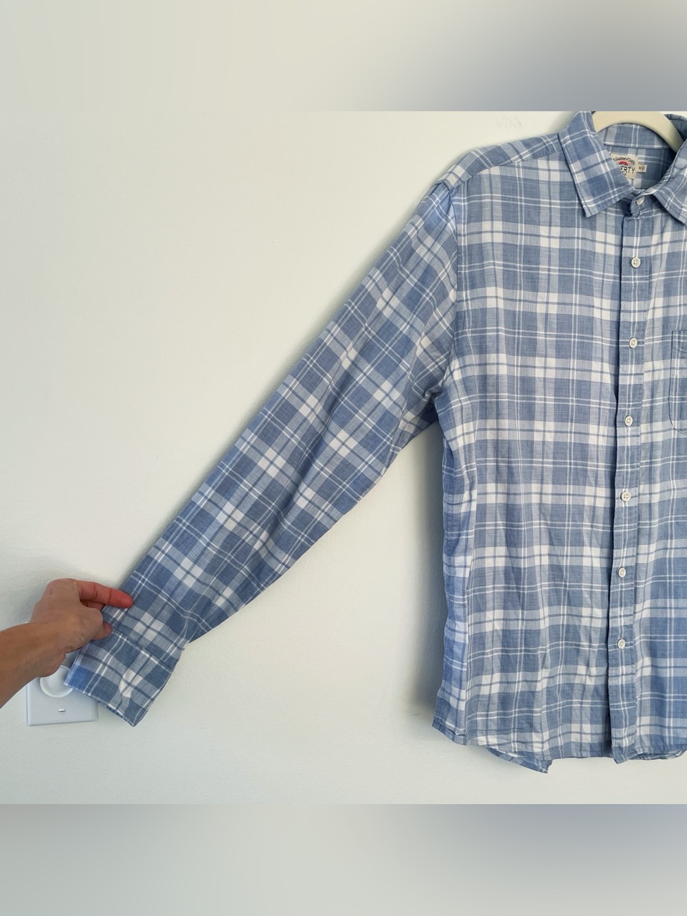 Faherty Plaid Button Up Shirt Ventura Steel Heather Long Sleeve Mens Medium Blue - Picture 7 of 11